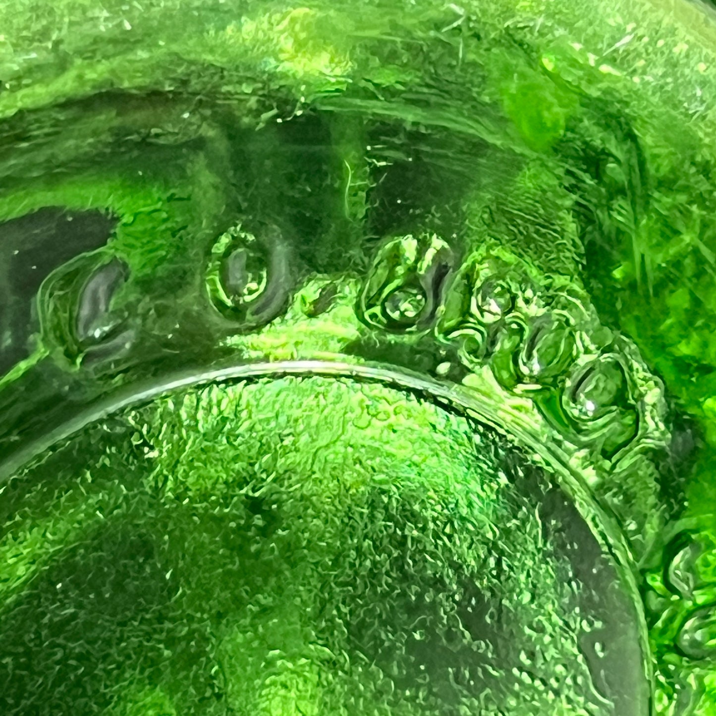 Vintage 1970s E.O. Brody Emerald Green Chunk Glass Vase
