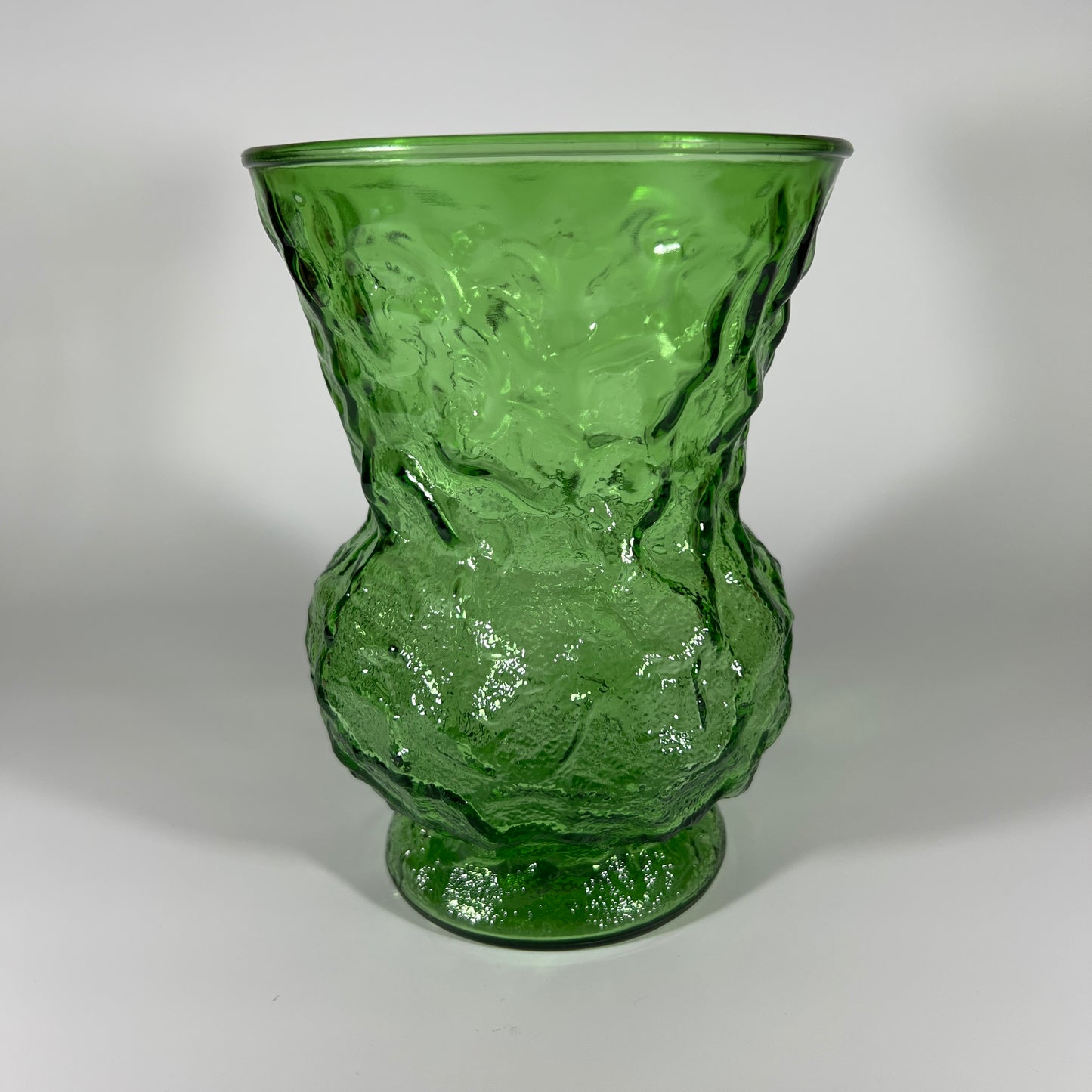 Vintage 1970s E.O. Brody Emerald Green Chunk Glass Vase