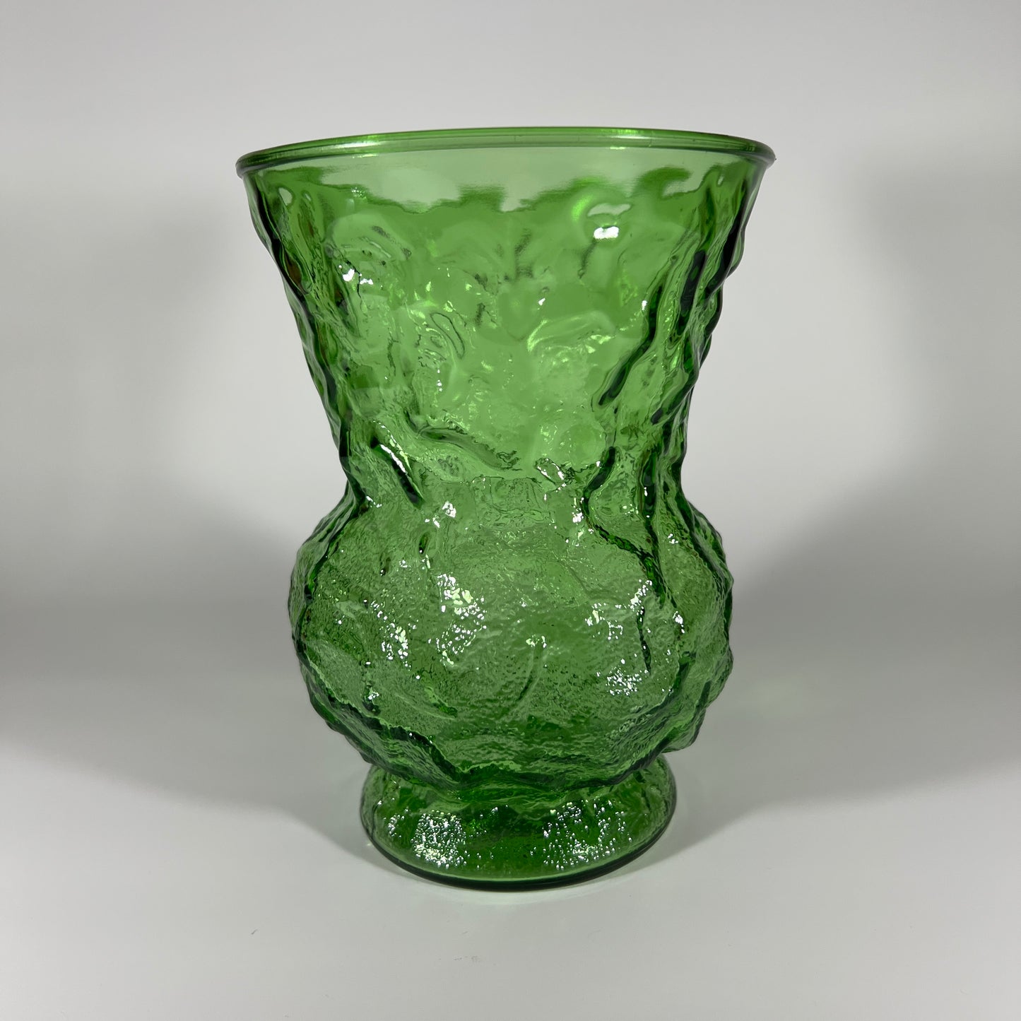 Vintage 1970s E.O. Brody Emerald Green Chunk Glass Vase