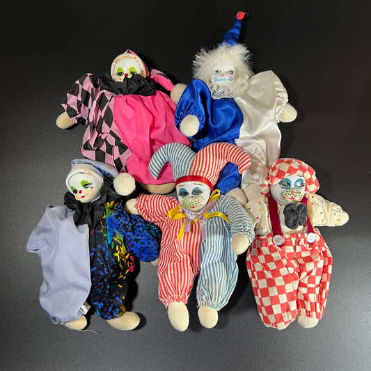 Whimsical Whimsical Vintage Set of 5 Porcelain Sandbag Clown Dolls – 6” Tall
