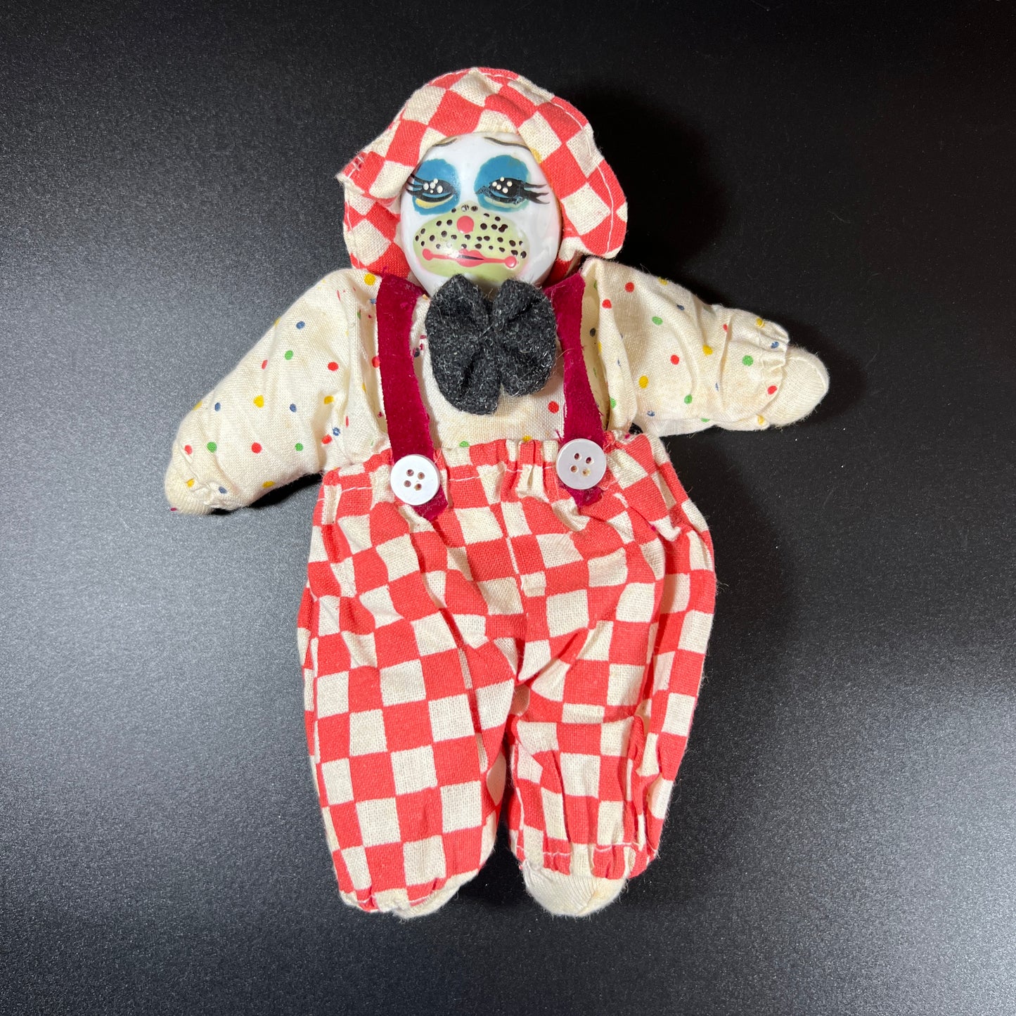 Whimsical Whimsical Vintage Set of 5 Porcelain Sandbag Clown Dolls – 6” Tall