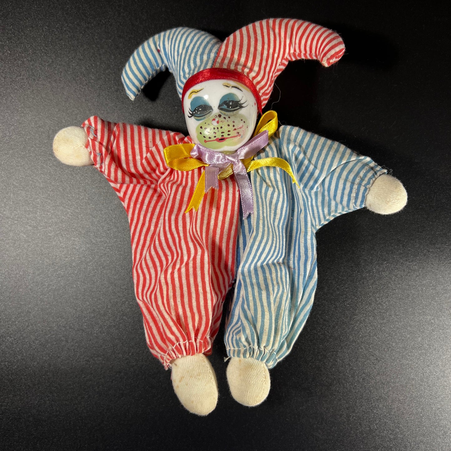 Whimsical Whimsical Vintage Set of 5 Porcelain Sandbag Clown Dolls – 6” Tall
