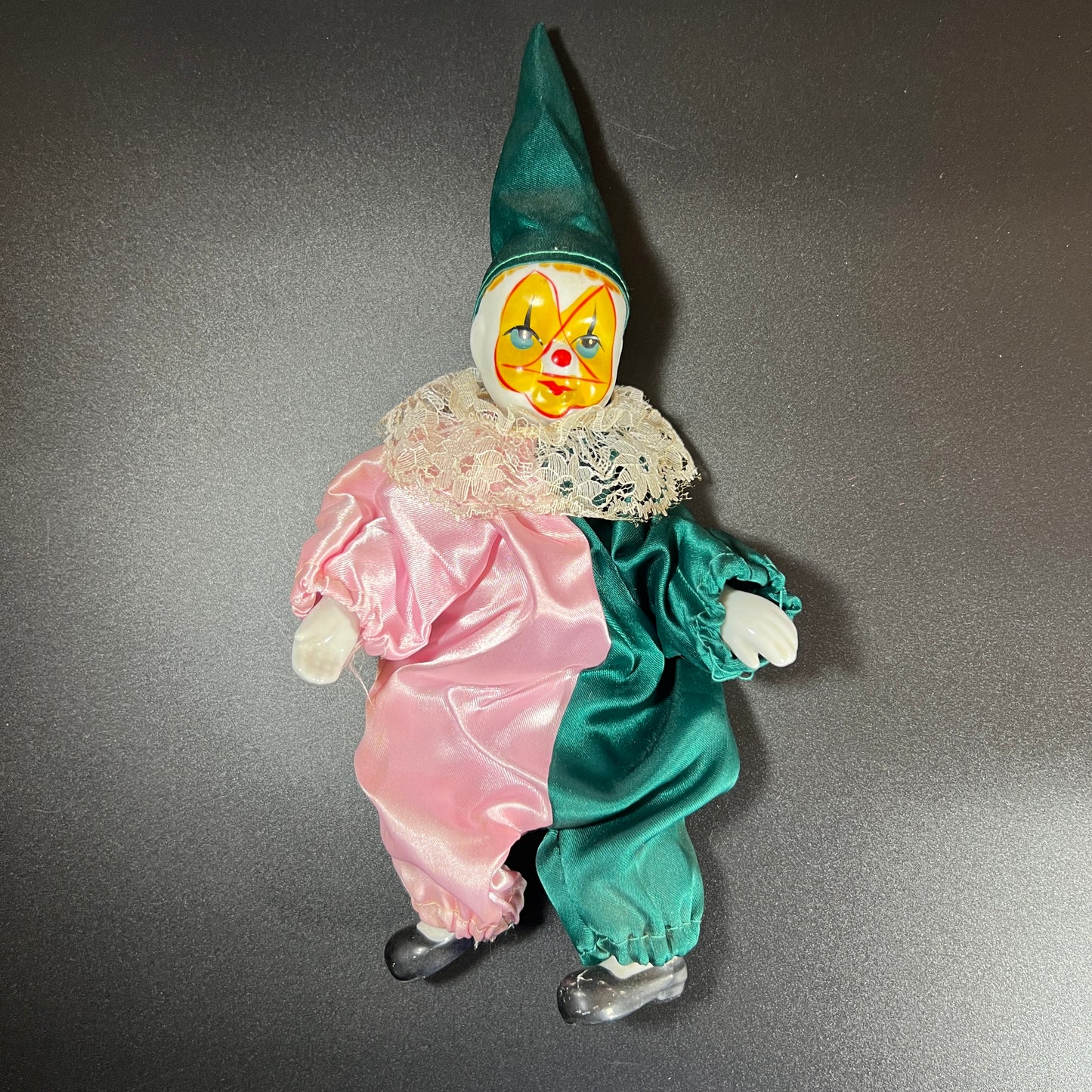 Whimsical Set of 4 Vintage Clown Dolls – Porcelain Head, Hands & Feet