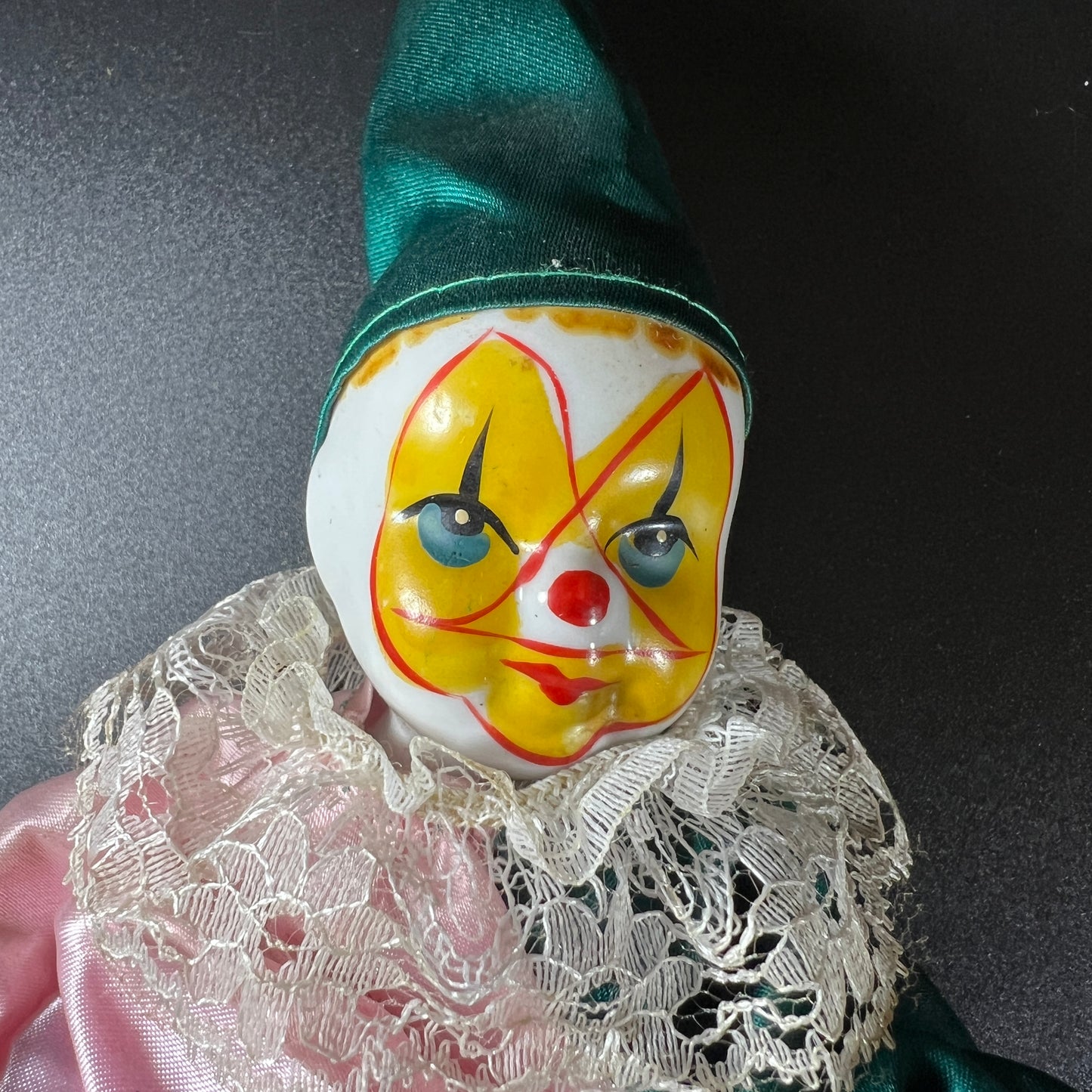 Whimsical Set of 4 Vintage Clown Dolls – Porcelain Head, Hands & Feet