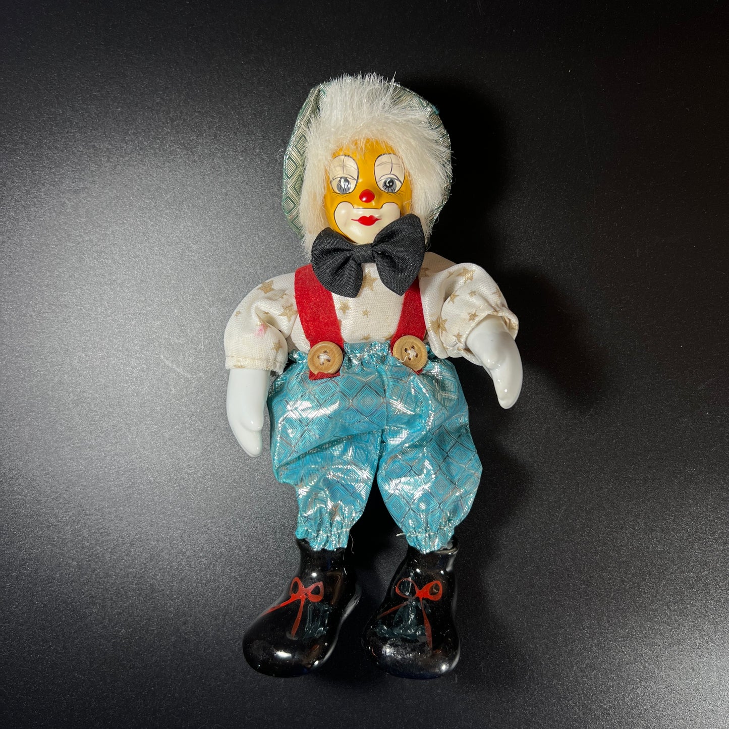 Whimsical Set of 4 Vintage Clown Dolls – Porcelain Head, Hands & Feet