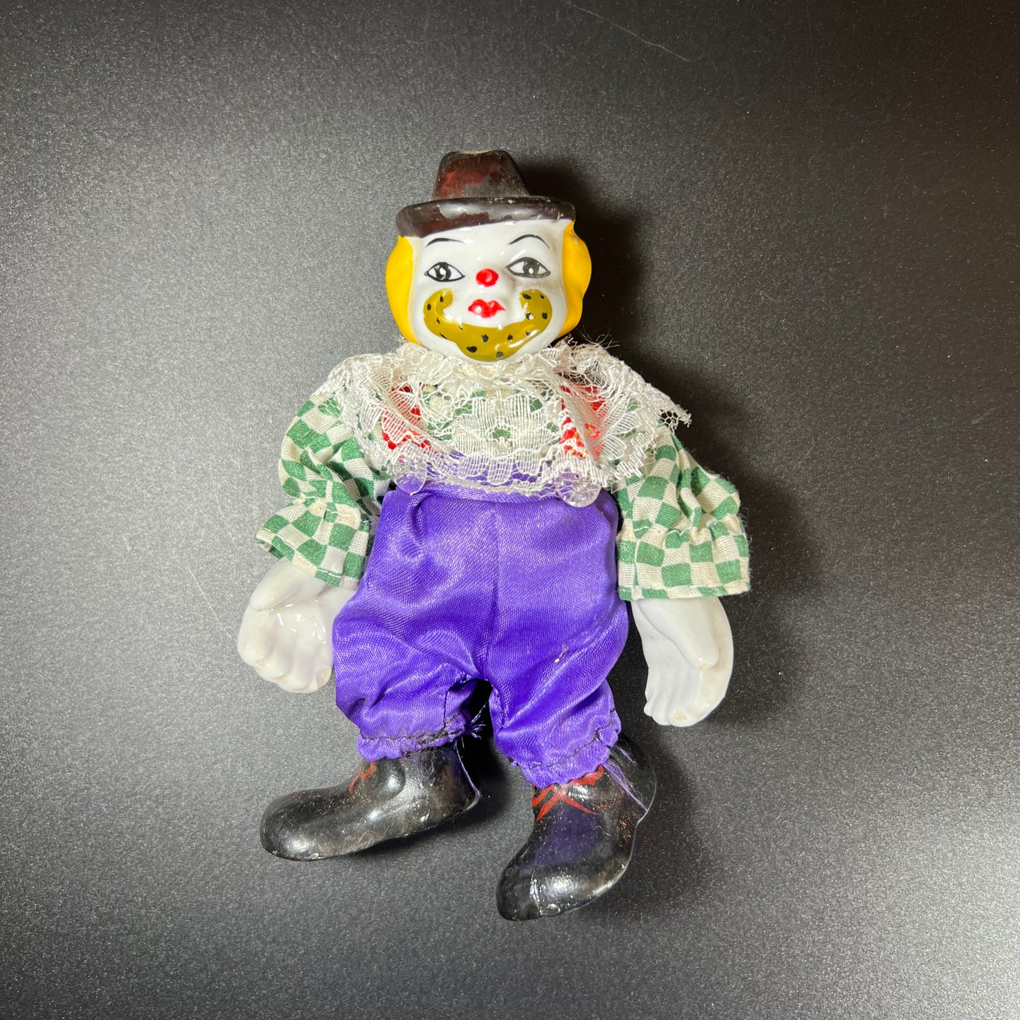 Whimsical Set of 4 Vintage Clown Dolls – Porcelain Head, Hands & Feet