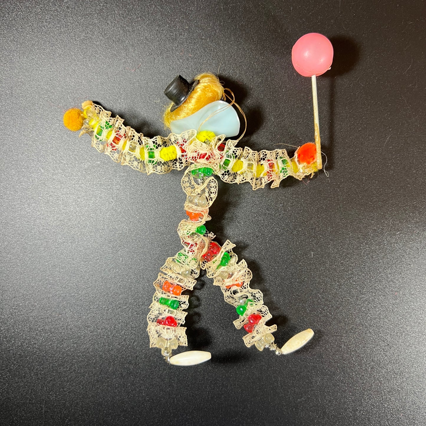 Charming Vintage Set of 5 Handmade Clown Dolls – Unique One-of-a-Kind Collection