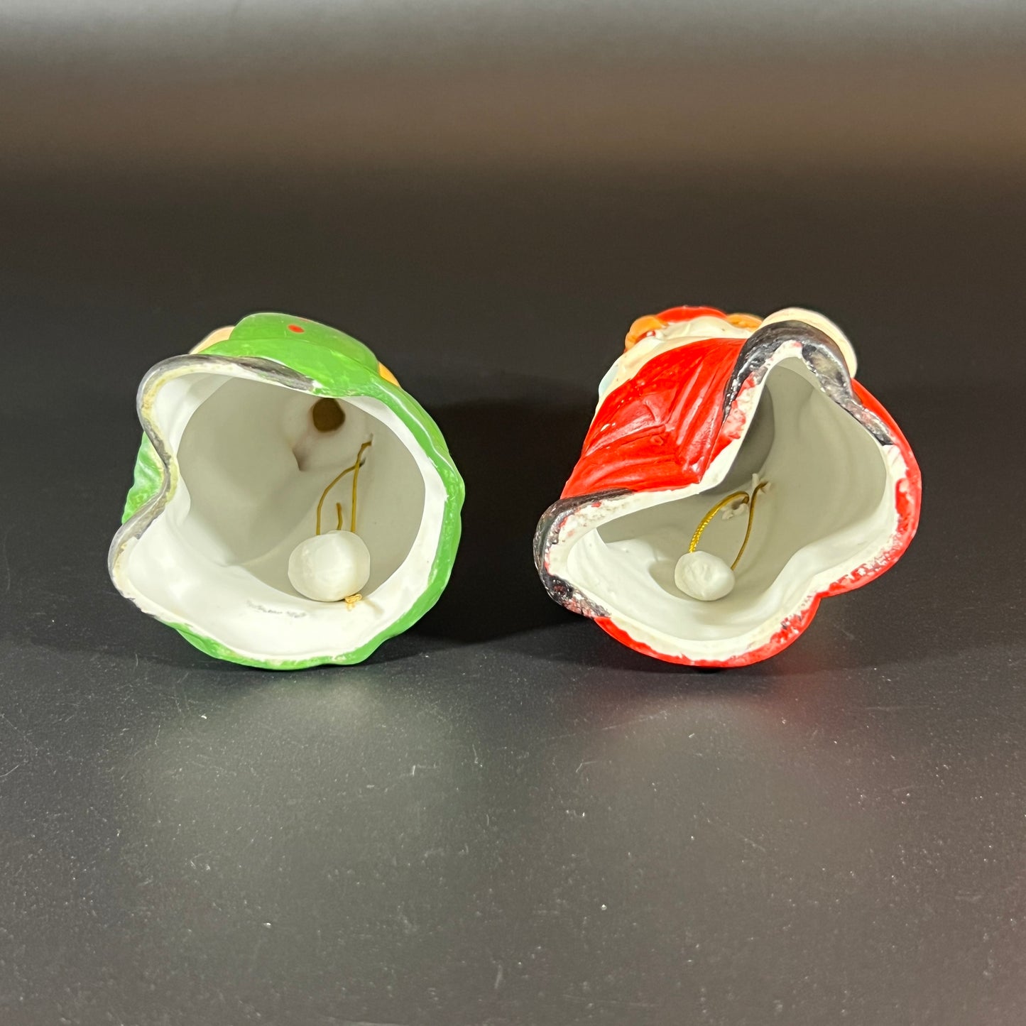 Set of 2 Vintage Hand-Painted Clown Figurine Bells – Playful Collectible Charm