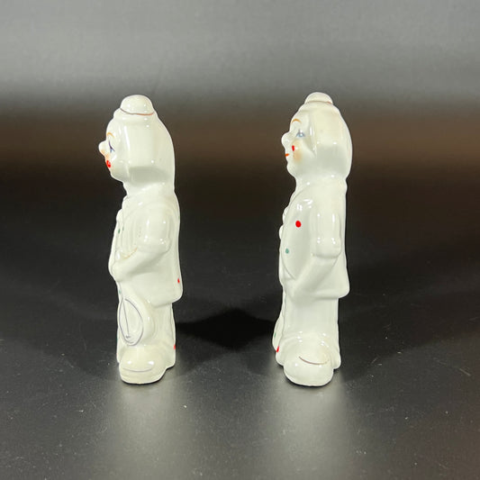 Vintage Set of 2 Hand-Painted Clown Figurines – Musical Ceramic Collectibles