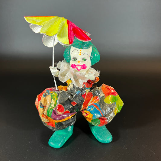 Colorful Vintage Paper Mâché Clowns – Set of 4