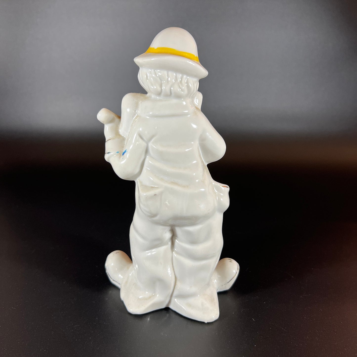 Vintage Glossy White Clown Figurines with Polka Dots – Set of 2