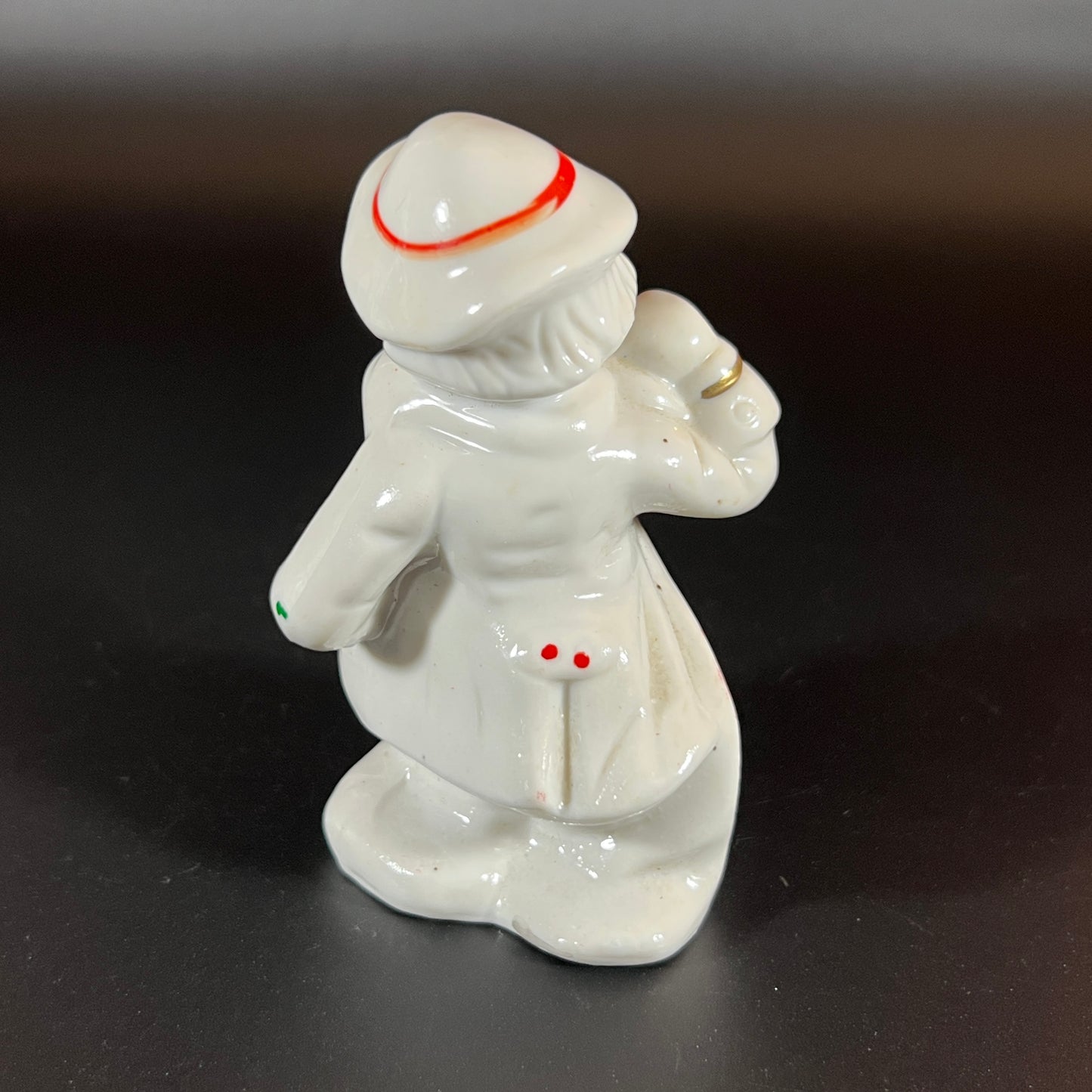 Vintage Glossy White Clown Figurines with Polka Dots – Set of 2