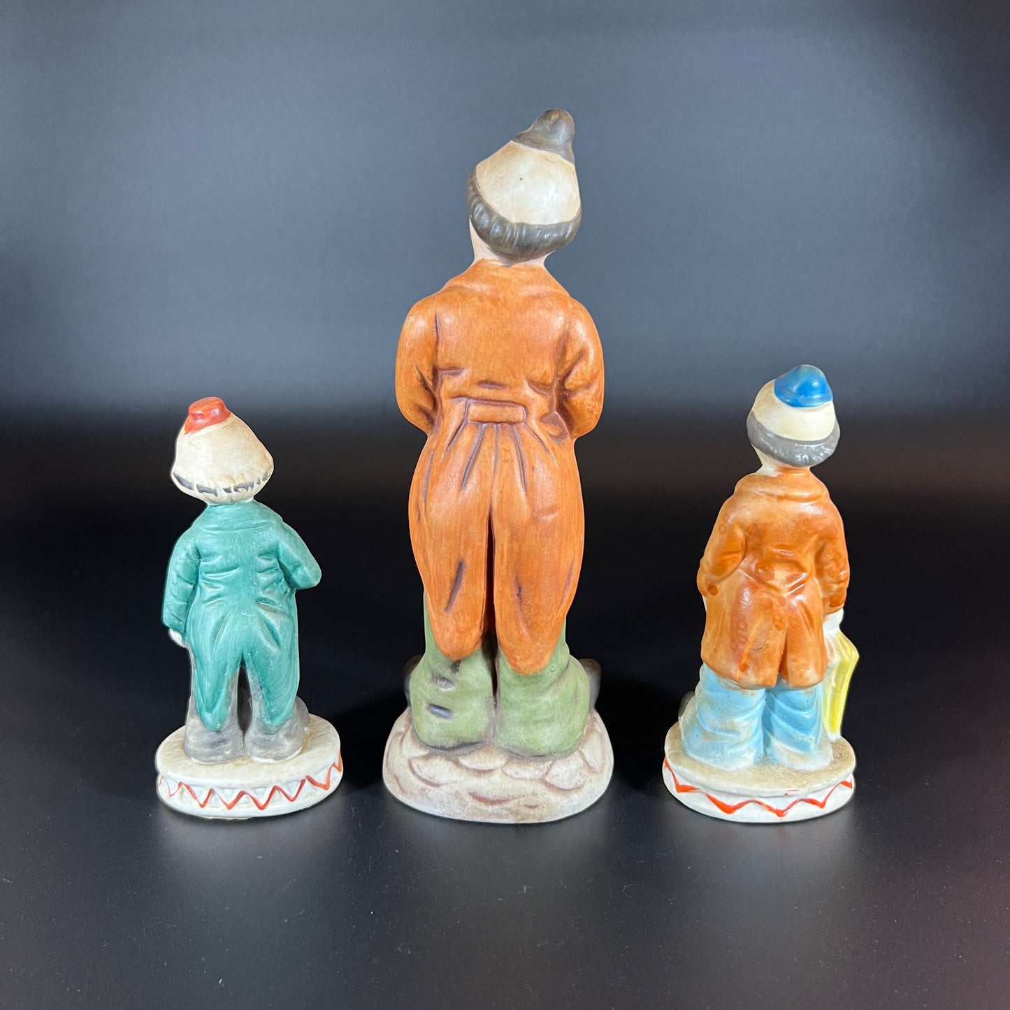 Vintage Set of 3 Hand-Painted Porcelain Clown Figurines