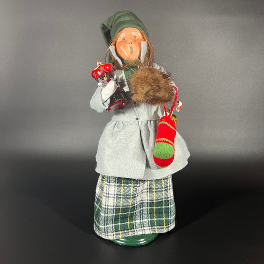 Byers Choice Doll - Woman with Carousel Toy and Stuffed Stocking