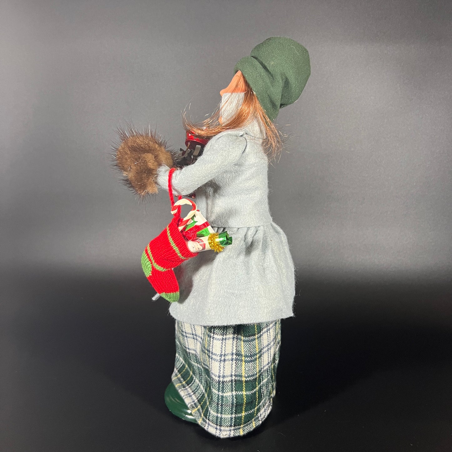 Byers Choice Doll - Woman with Carousel Toy and Stuffed Stocking