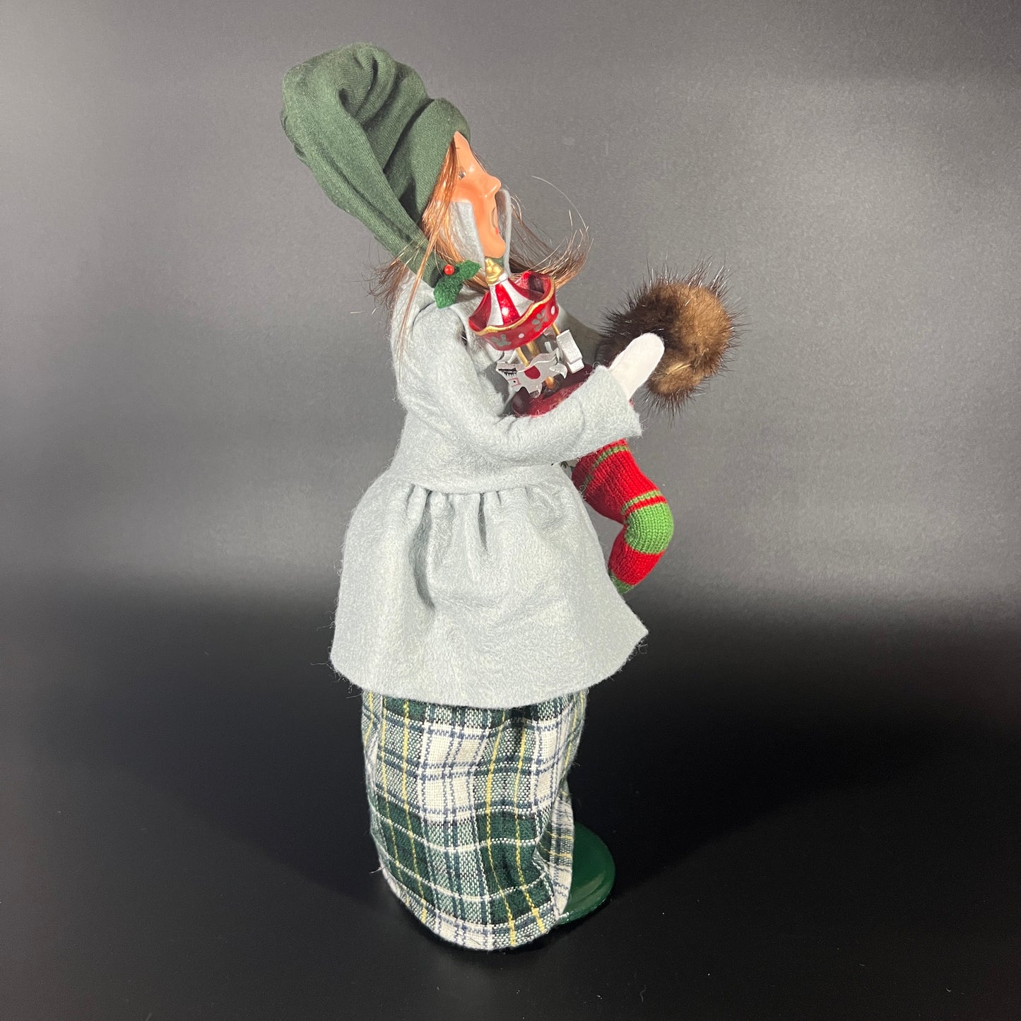 Byers Choice Doll - Woman with Carousel Toy and Stuffed Stocking