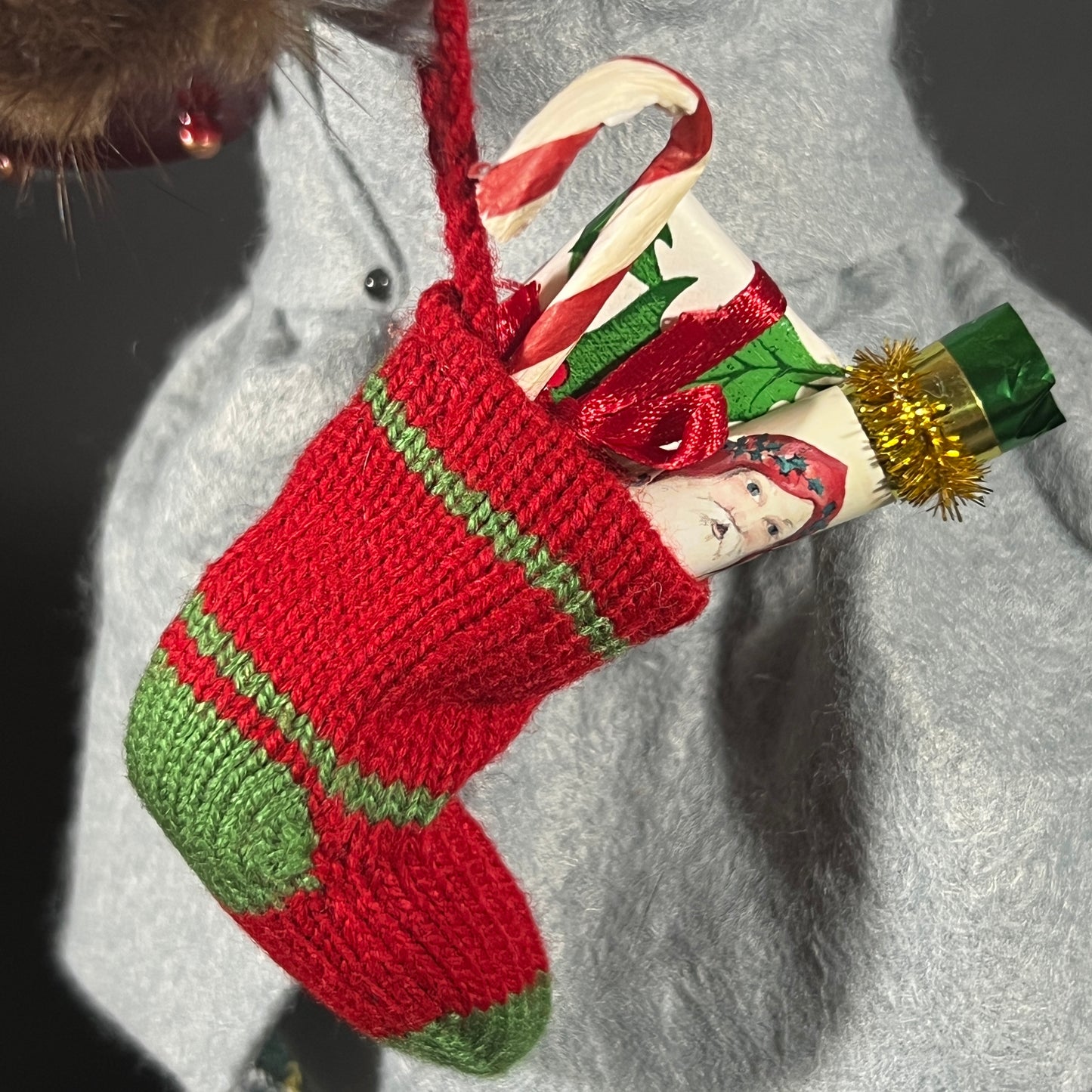 Byers Choice Doll - Woman with Carousel Toy and Stuffed Stocking