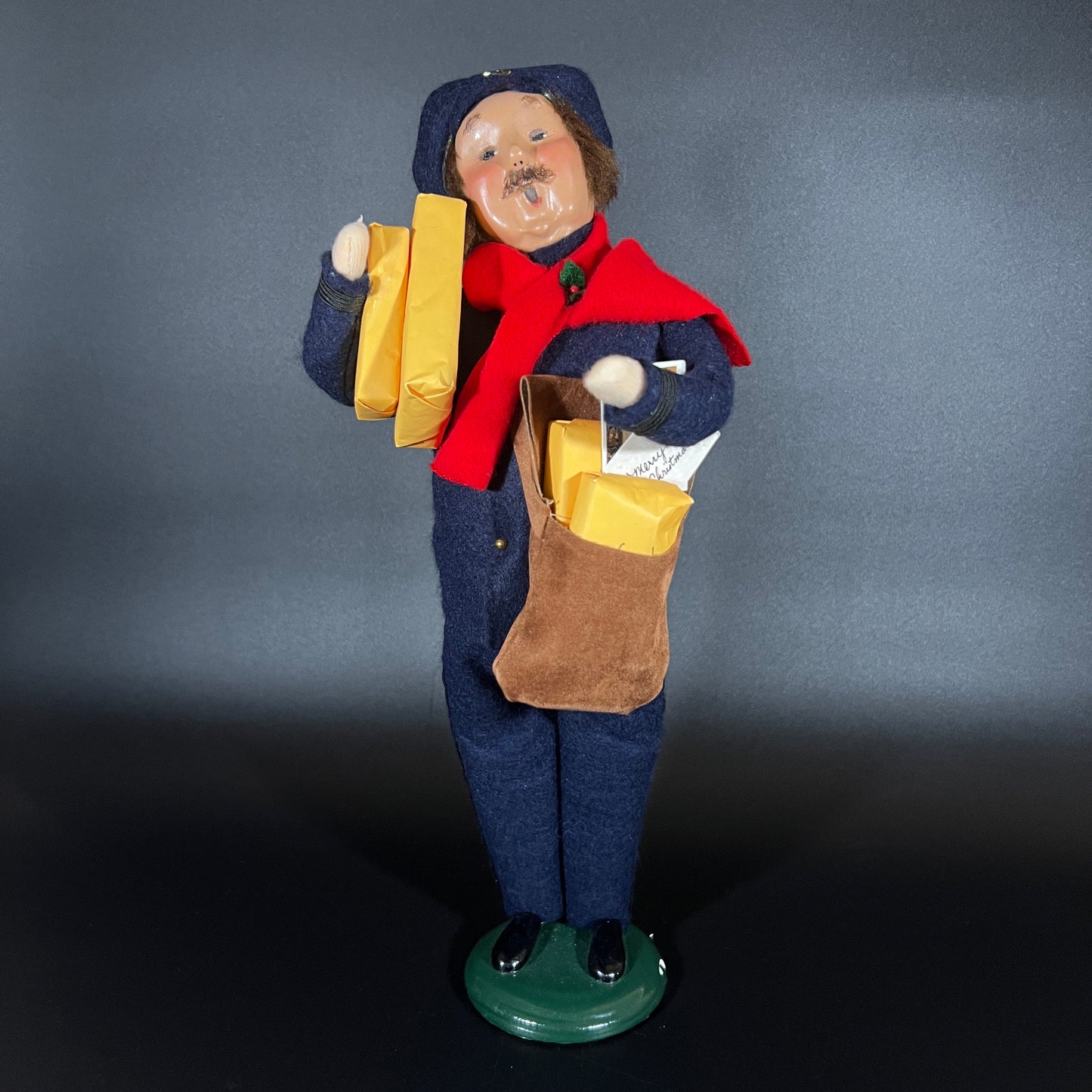 Byers Choice Doll - Mailman Holding Packages and Mail with Post Box