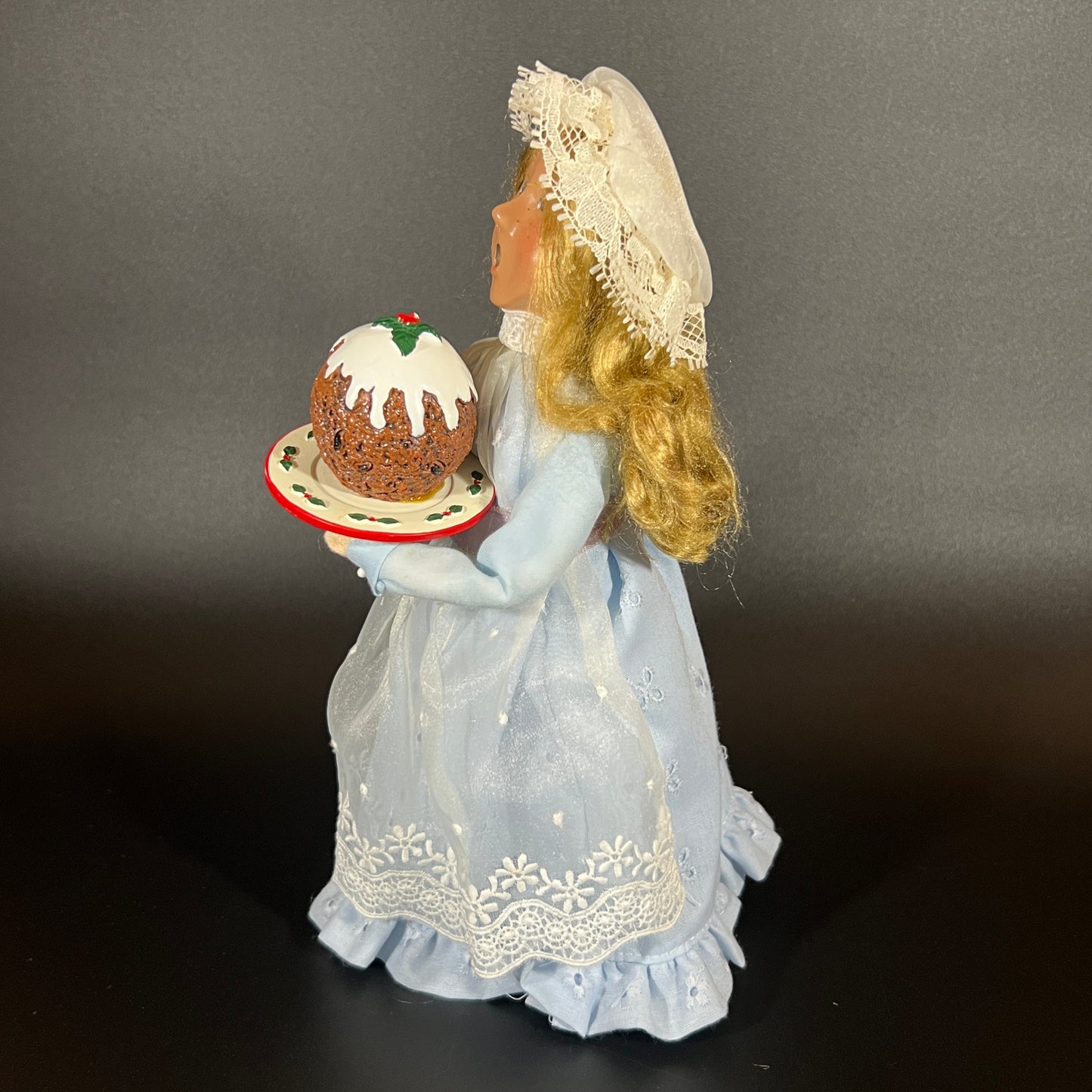 Byers Choice Doll - Girl Caroler Holding Plum Pudding