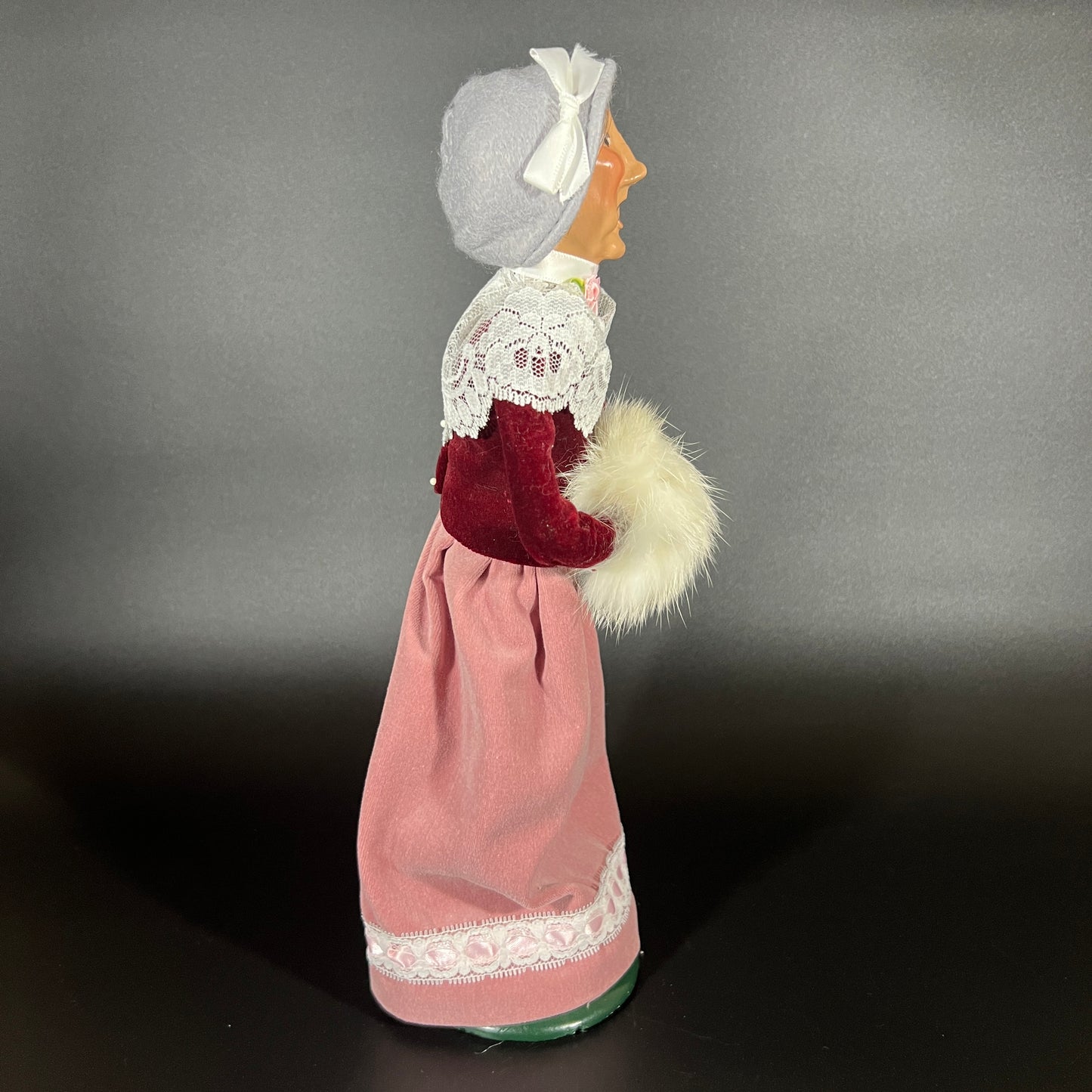 Byers Choice Doll - Woman Caroler with Grey Hat and White Hand Warmer
