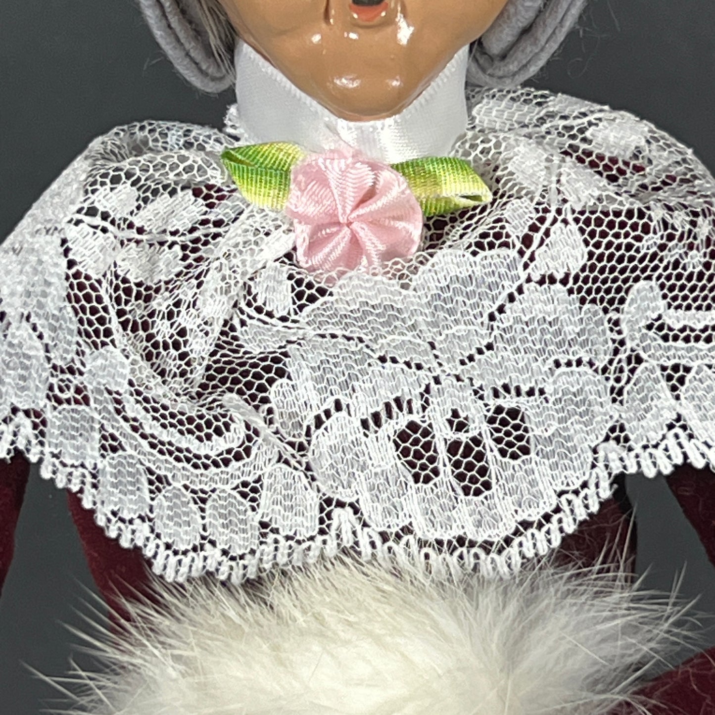 Byers Choice Doll - Woman Caroler with Grey Hat and White Hand Warmer