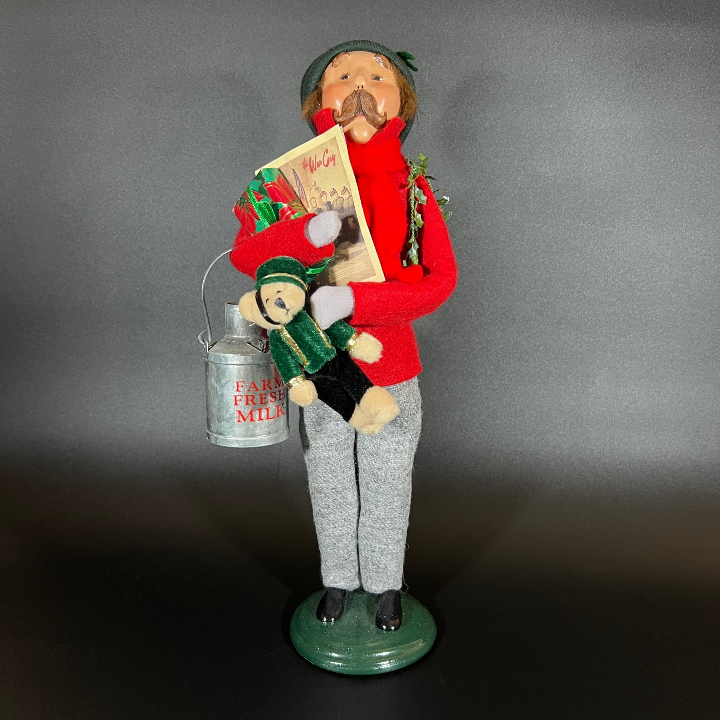 Byers Choice Doll - Traditional Shopper Man Holding Milk, Sheet Music and Teddy Bear