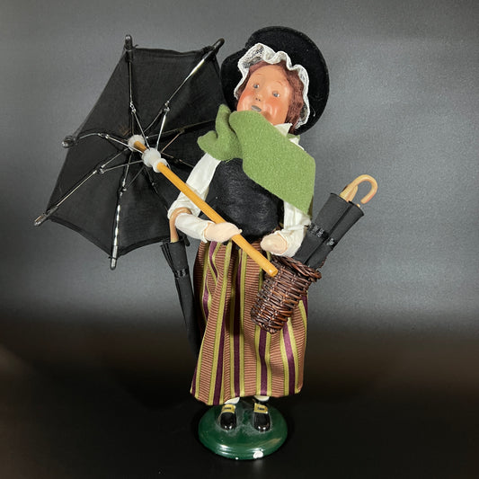 Byers Choice Doll - Woman Caroler Selling Bumpershoots or Umbrellas