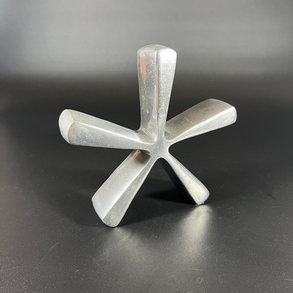 Modernist Silver Metal Asterisk Sculpture Paperweight