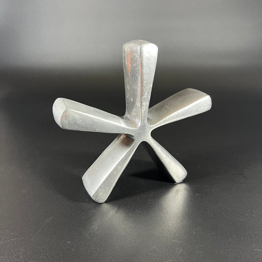 Modernist Silver Metal Asterisk Sculpture Paperweight