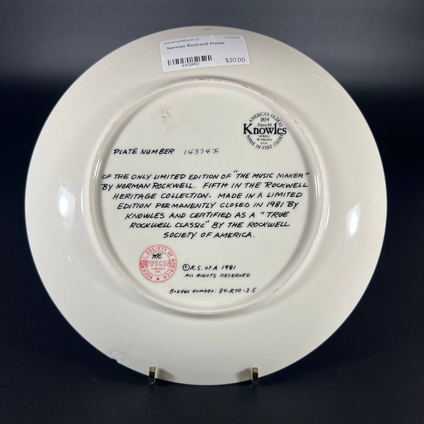 1981 Norman Rockwell “The Music Maker” Collector Plate