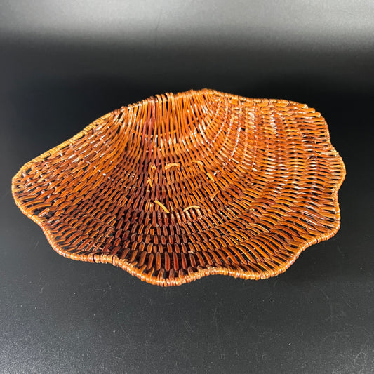 Vintage Woven Rattan Clam Shell Basket
