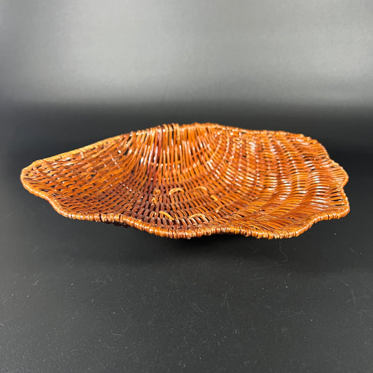 Vintage Woven Rattan Clam Shell Basket