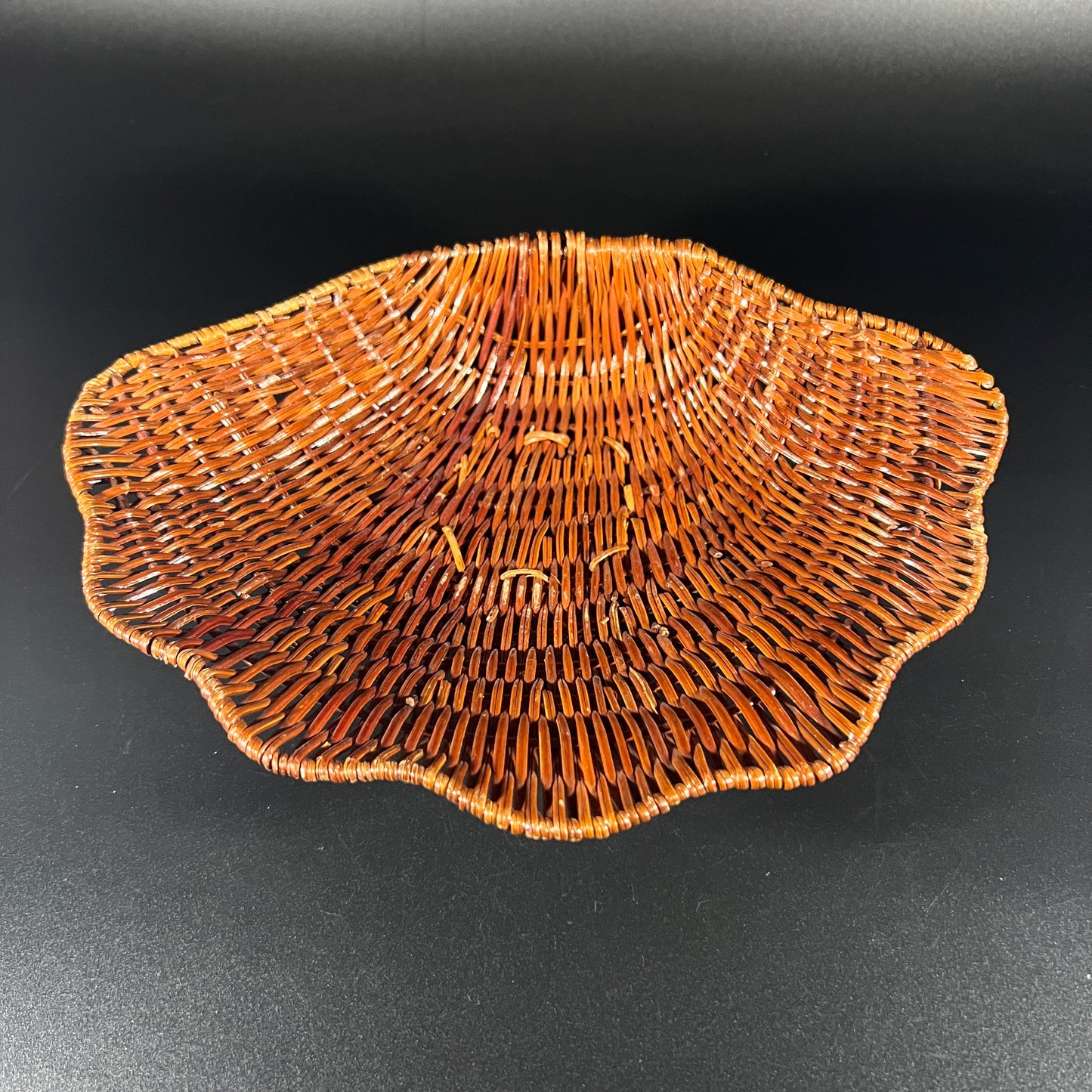 Vintage Woven Rattan Clam Shell Basket
