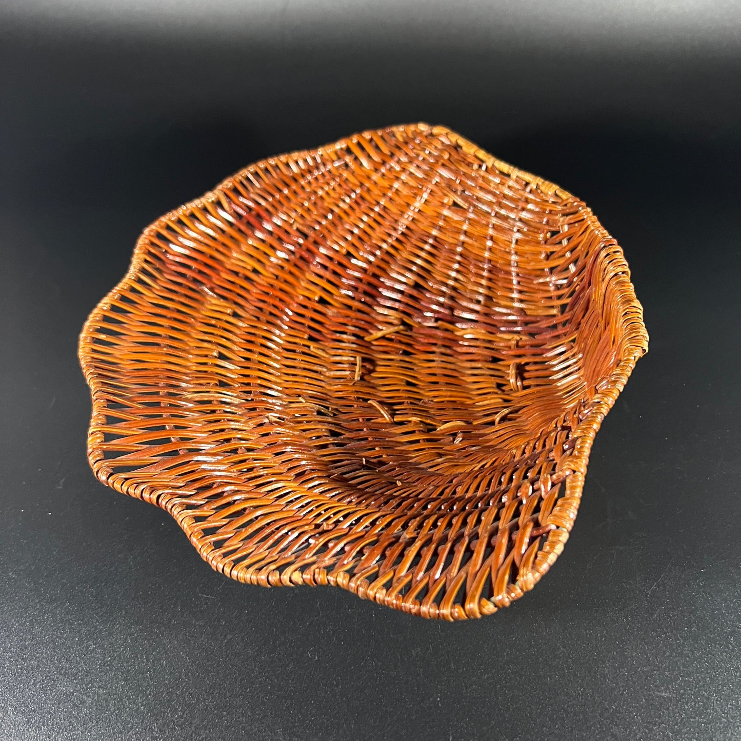 Vintage Woven Rattan Clam Shell Basket