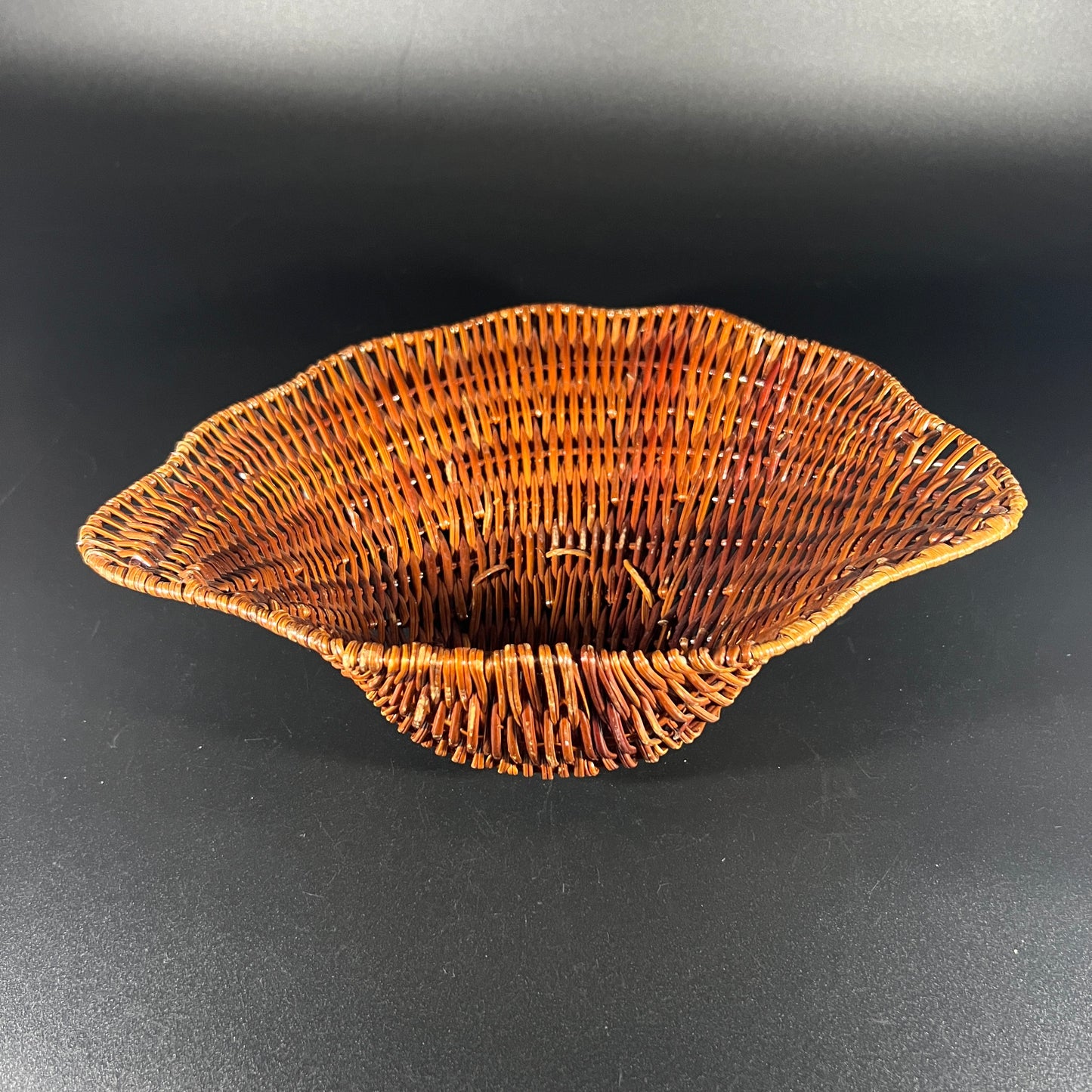 Vintage Woven Rattan Clam Shell Basket