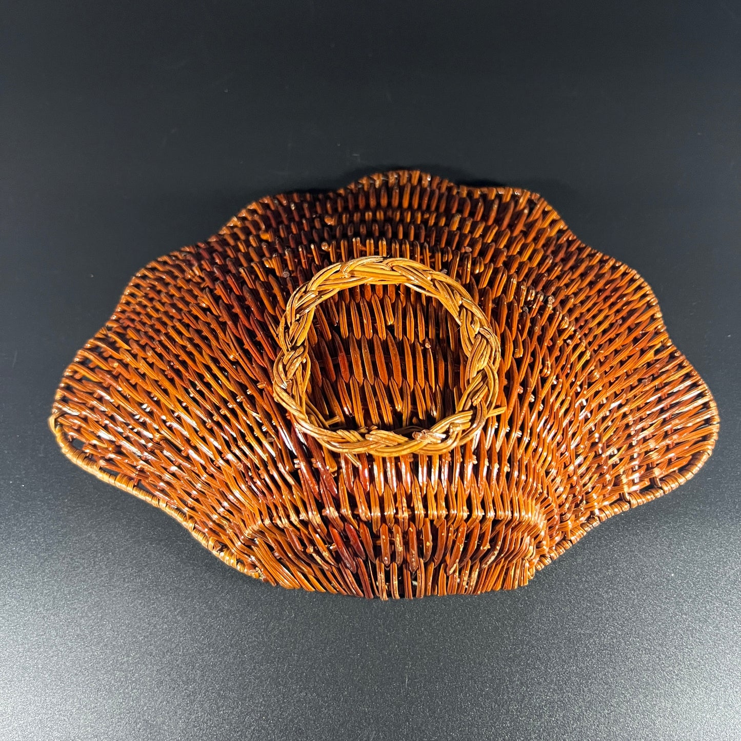 Vintage Woven Rattan Clam Shell Basket