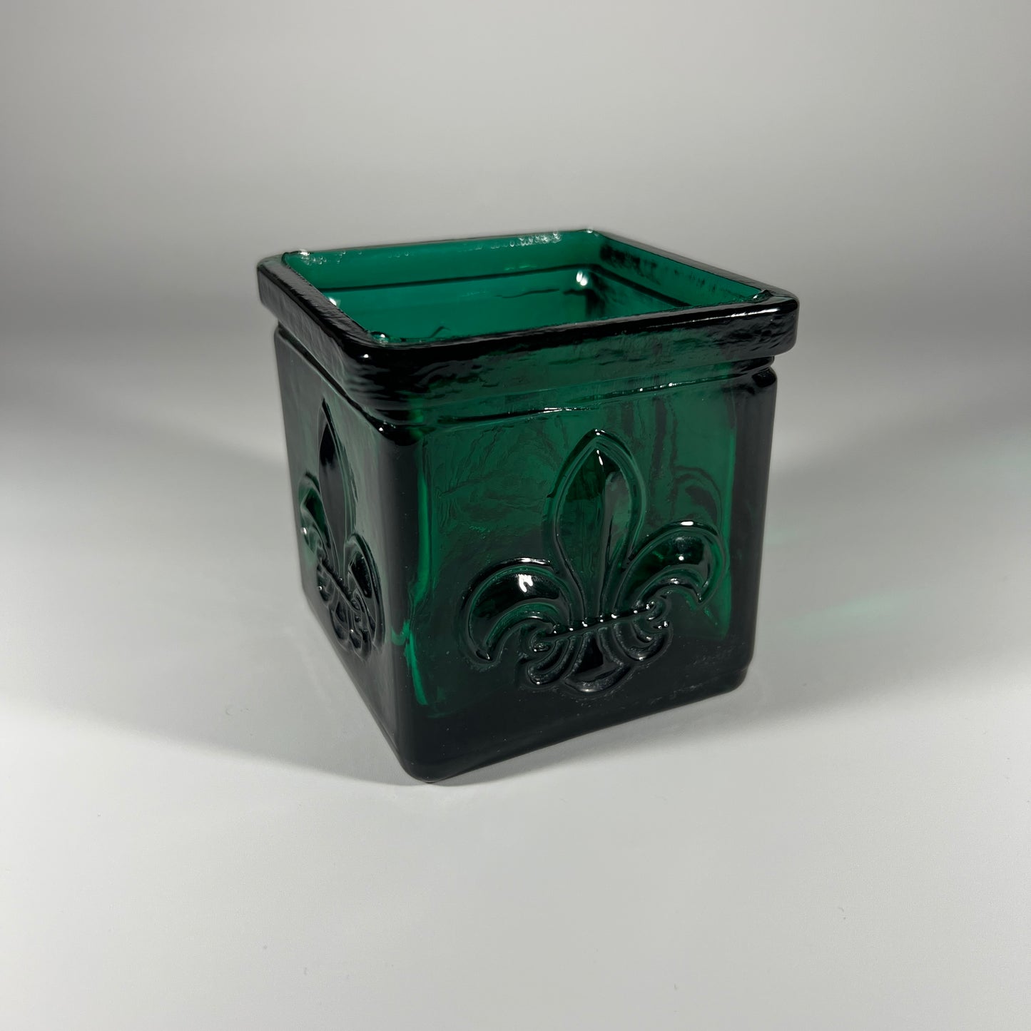 Fleur de Lis Green Glass Vase