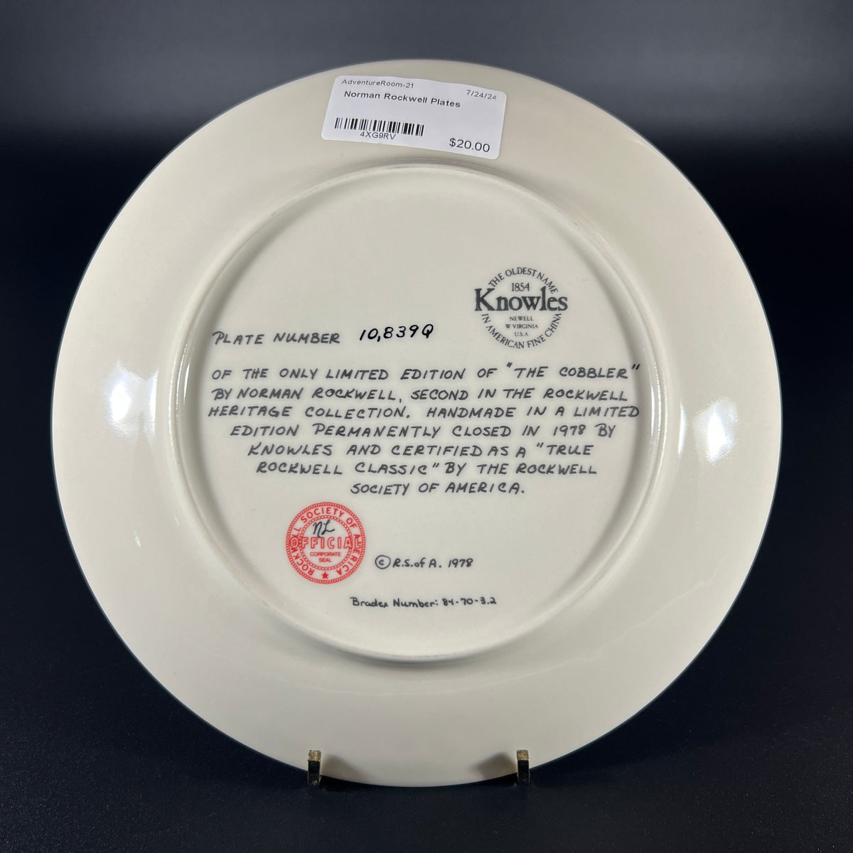 Norman Rockwell Collector Plates - Vintage Set of 4 - 1970s–1980s 8.5”