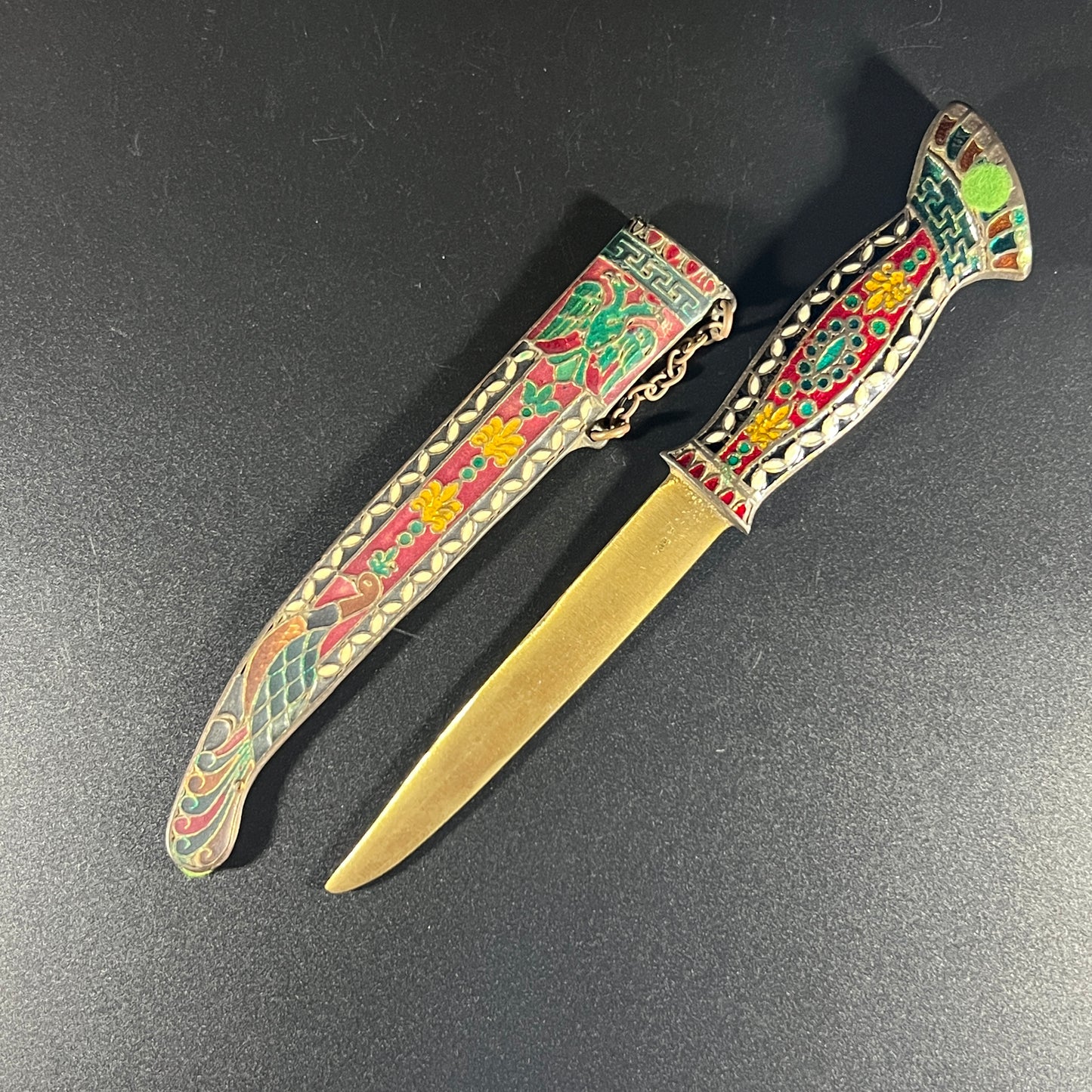Russian Cloisonné Enamel Dagger with Sheath