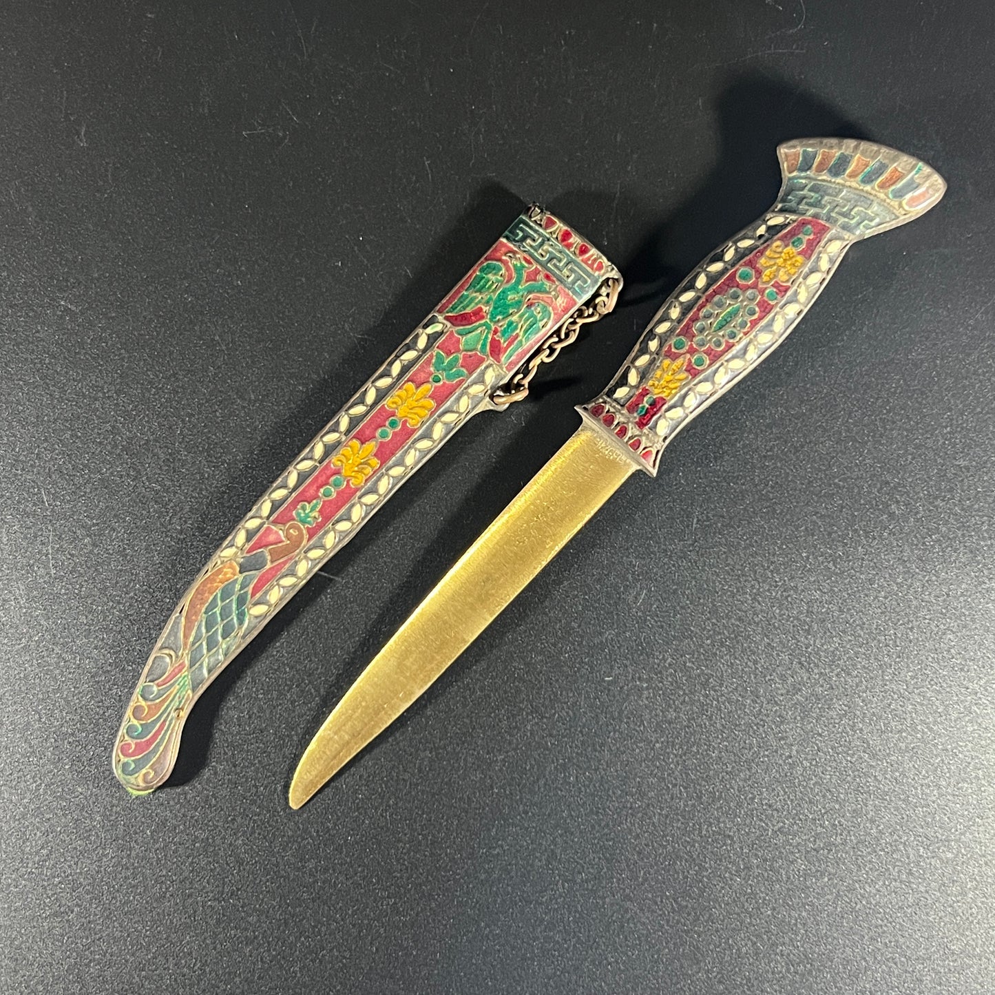 Russian Cloisonné Enamel Dagger with Sheath