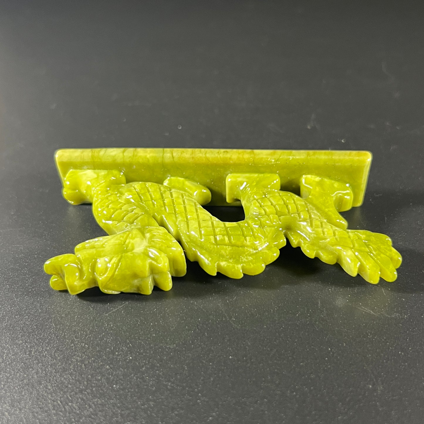 Spinach Jade Hand Carved Dragon Figurine