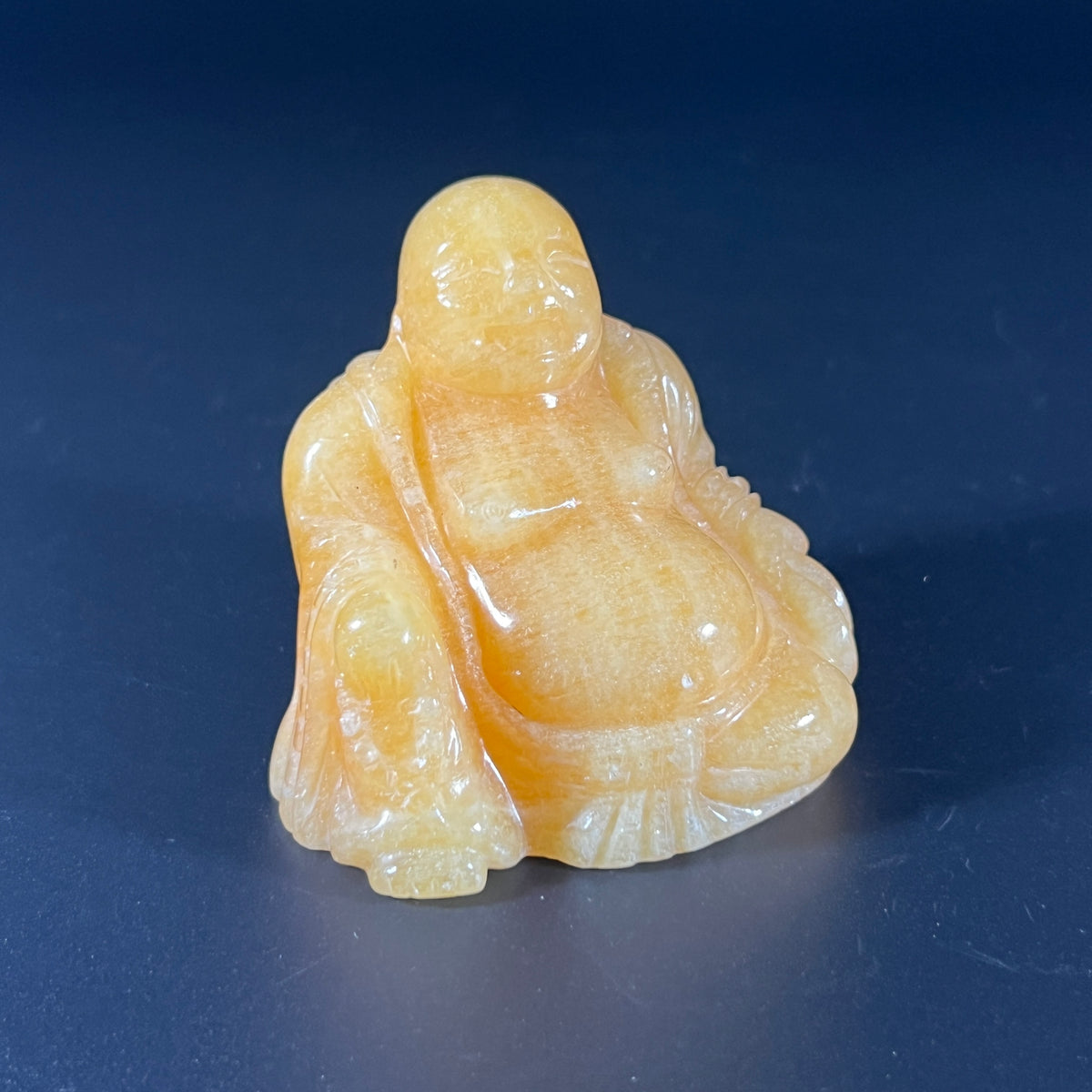 Laughing Buddha Budai Yellow Soap Stone Statue