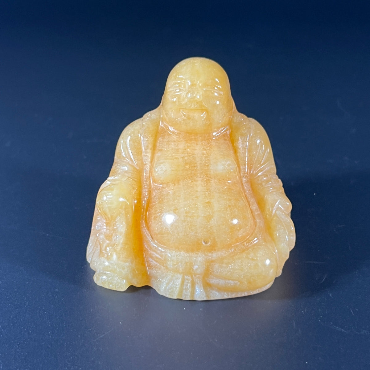 Laughing Buddha Budai Yellow Soap Stone Statue