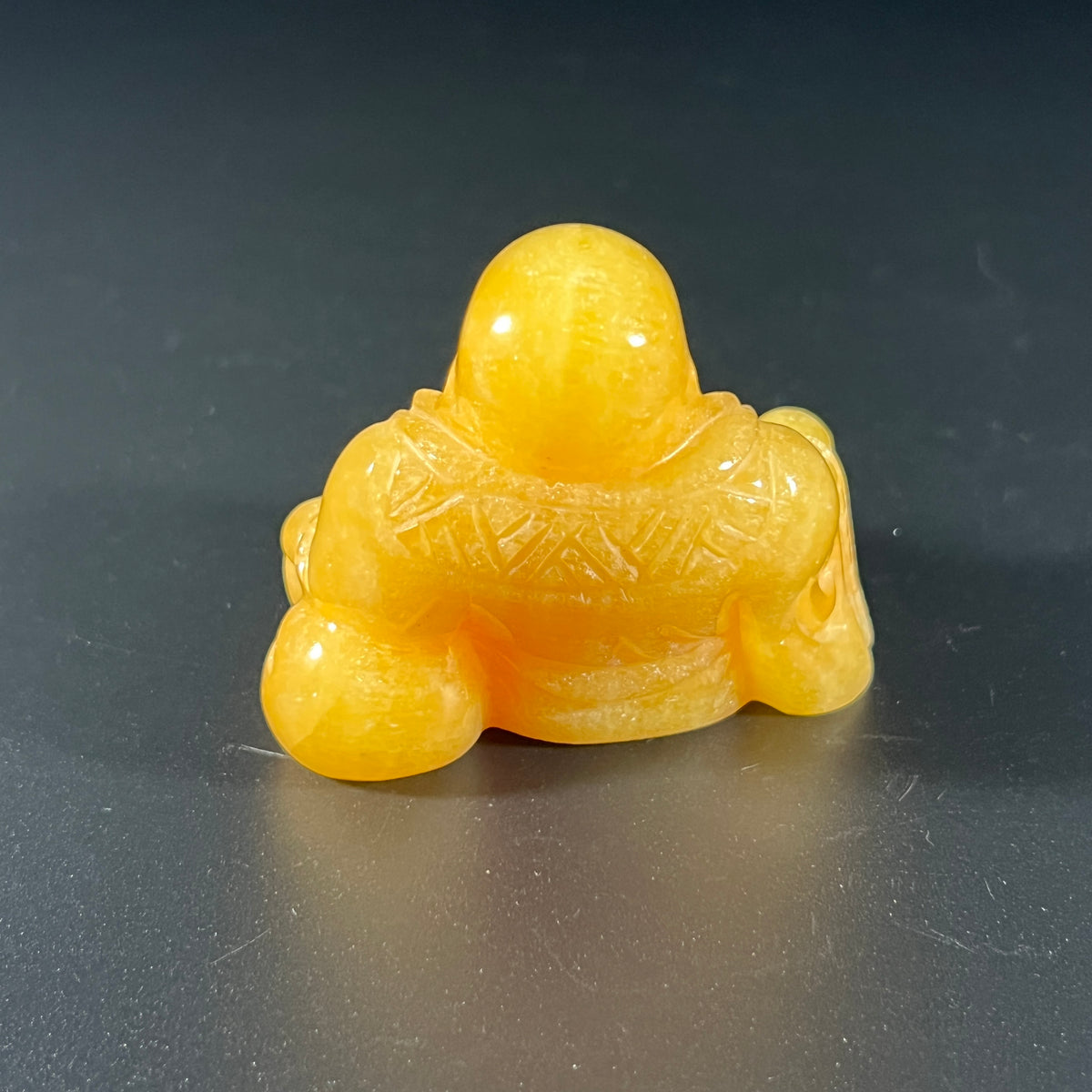 Laughing Buddha Budai Yellow Soap Stone Statue