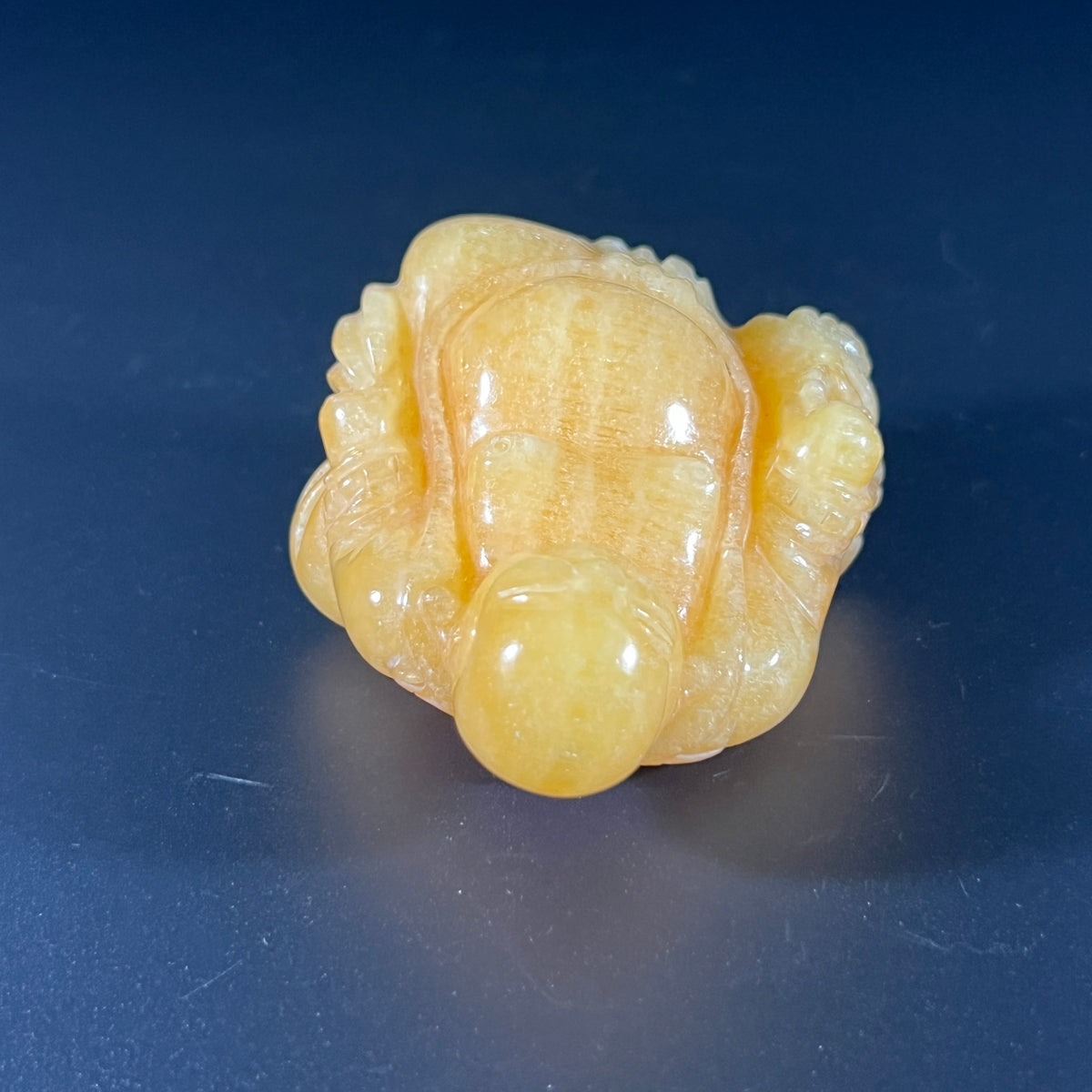 Laughing Buddha Budai Yellow Soap Stone Statue