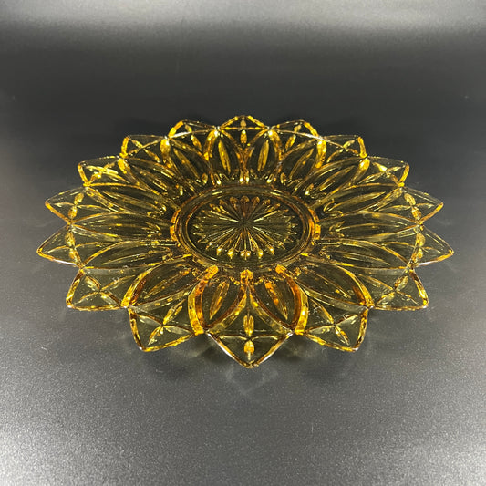 Federal Glass Amber Sunflower Dish