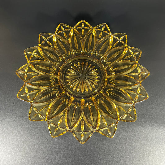 Federal Glass Amber Sunflower Dish