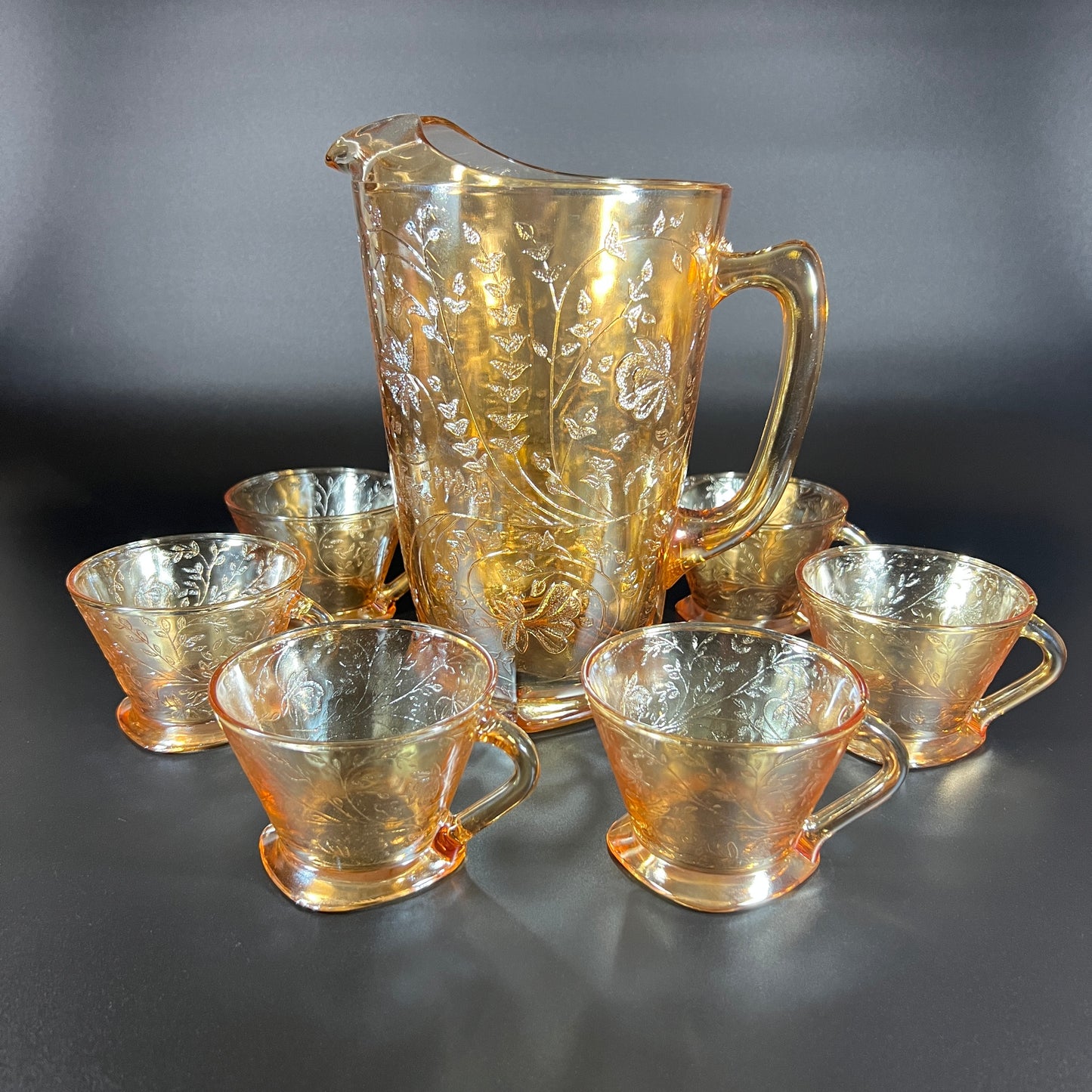 Jeannette Pitcher and 6-Cup Egg Nog Set