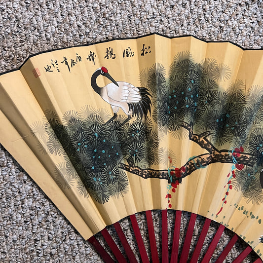 Large Hand-Painted Asian Fan
