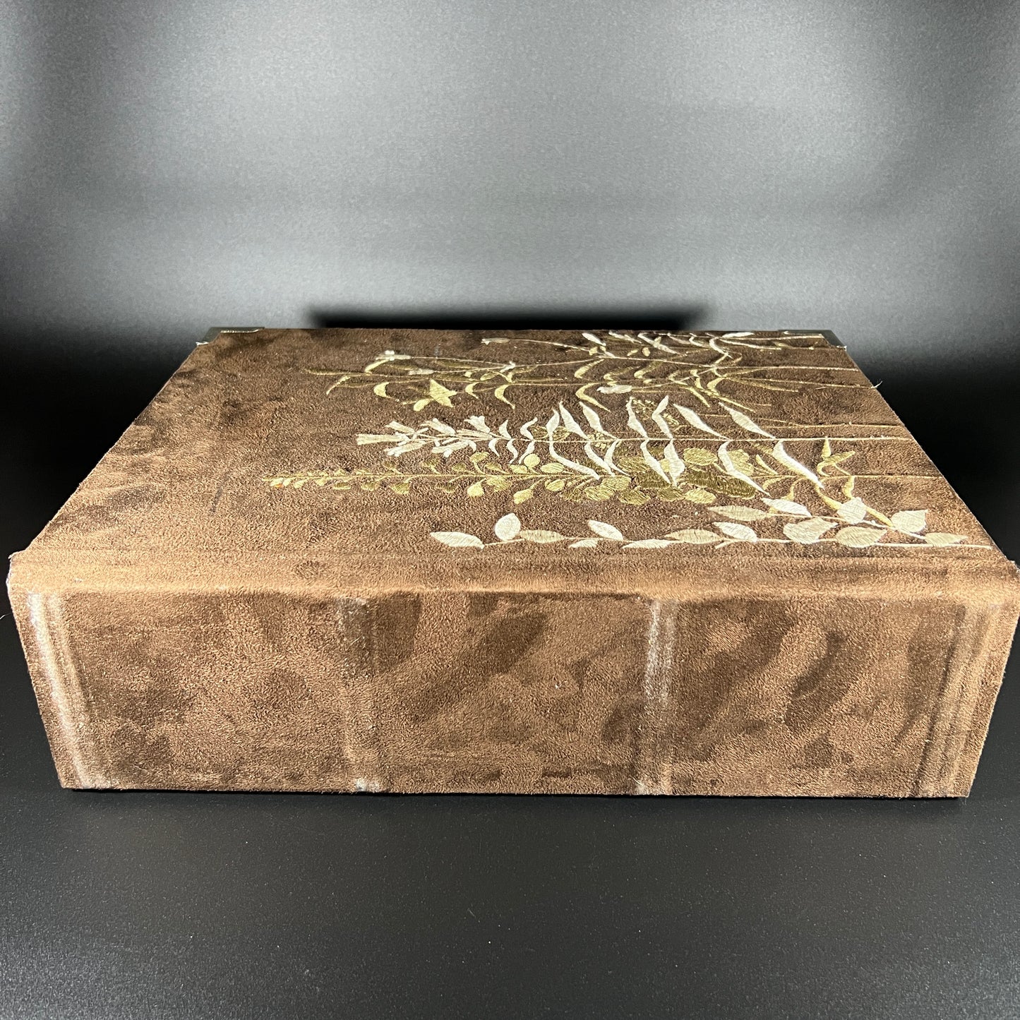 Embroidered Book Storage Box with Tapestry